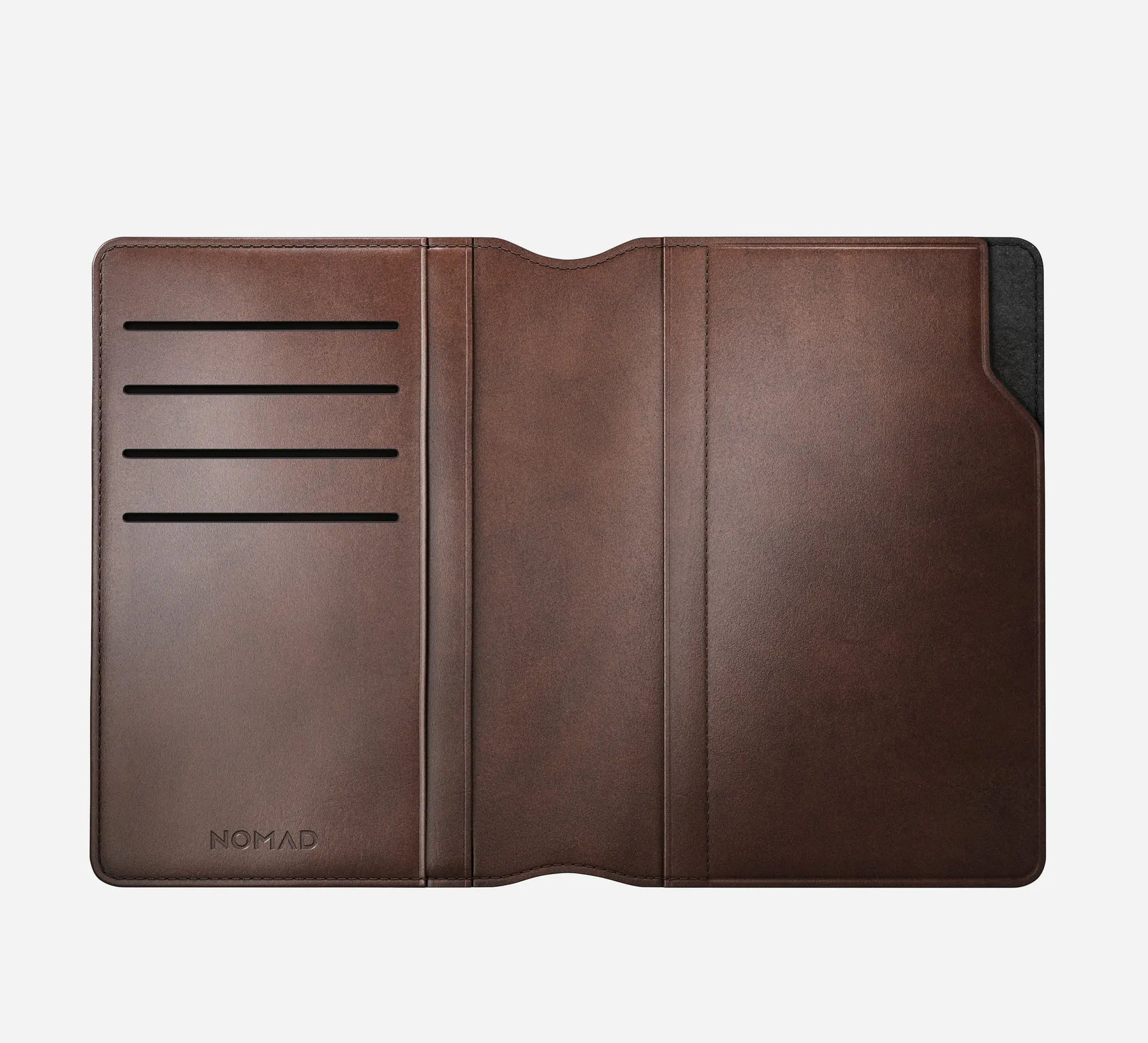 NOMAD Passport Wallet By Horween® Leather Standard / Pen Edition - Premium Travel Wallet with 4 Card Slots, Boarding Pass Holder, 3 Larger Compartments, Quick-Access Flap, and Microfiber Lining