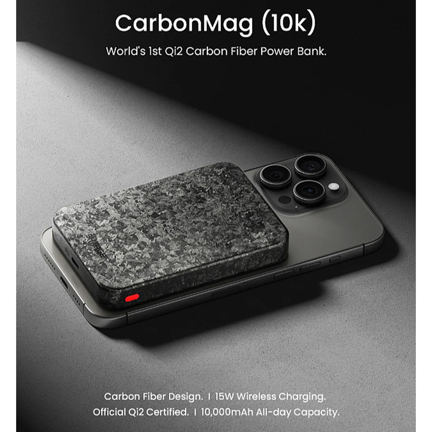 Shargeek CarbonMag 10K Qi2 Carbon Fiber Wireless Power Bank 10,000mAh 15W Max