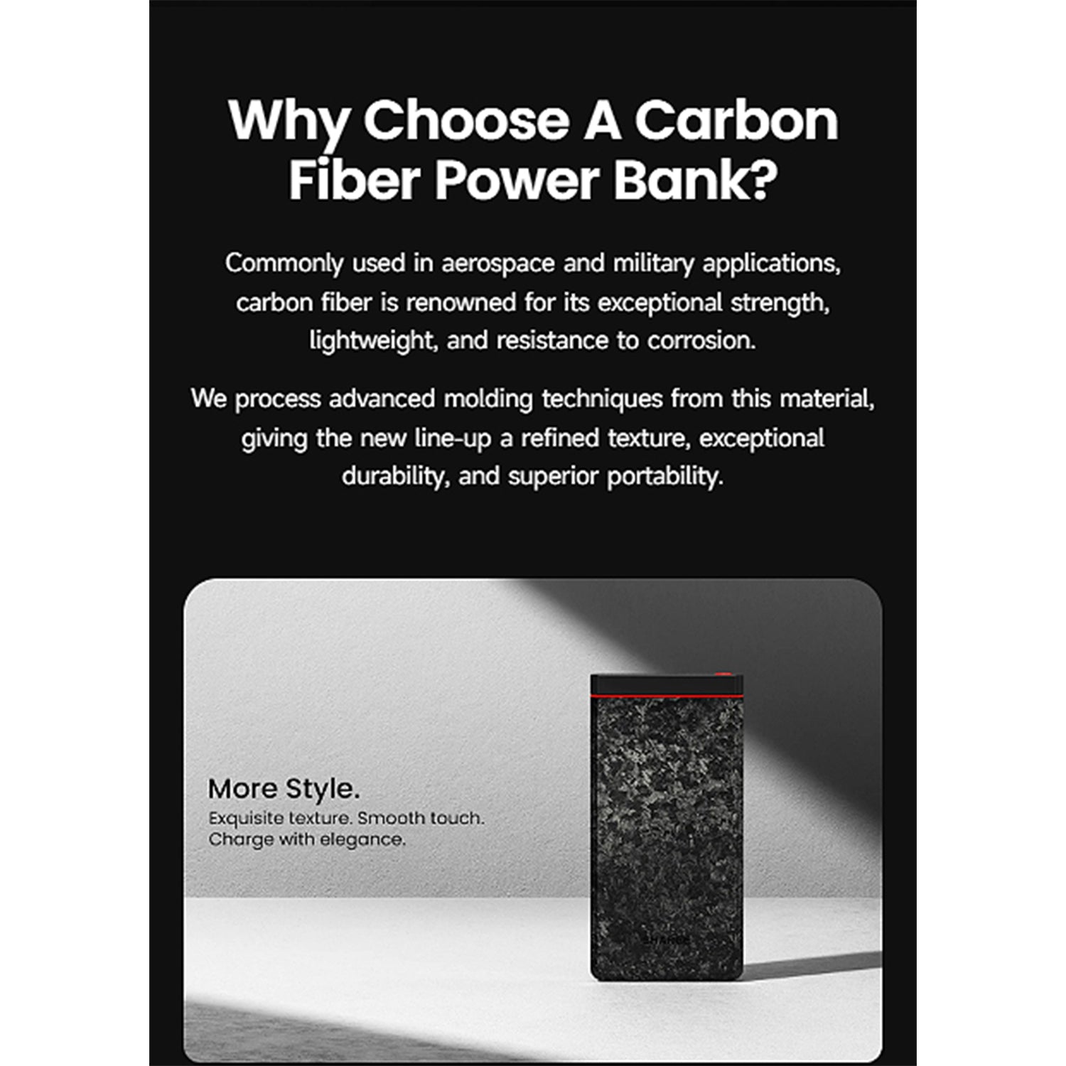 Shargeek CarbonMag 5K Qi2 Carbon Fiber Wireless Power Bank 5,000mAh