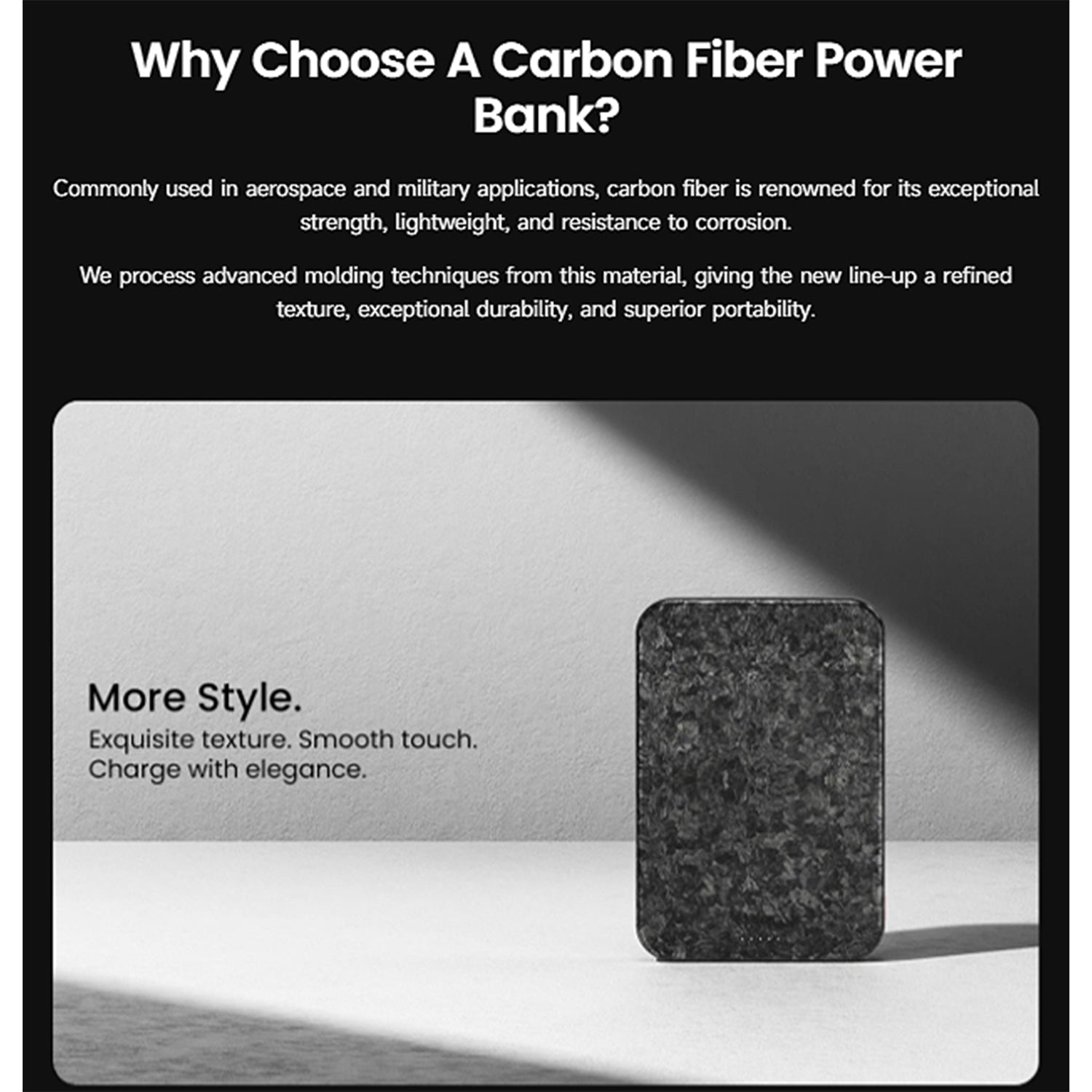 Shargeek CarbonMag 10K Qi2 Carbon Fiber Wireless Power Bank 10,000mAh 15W Max