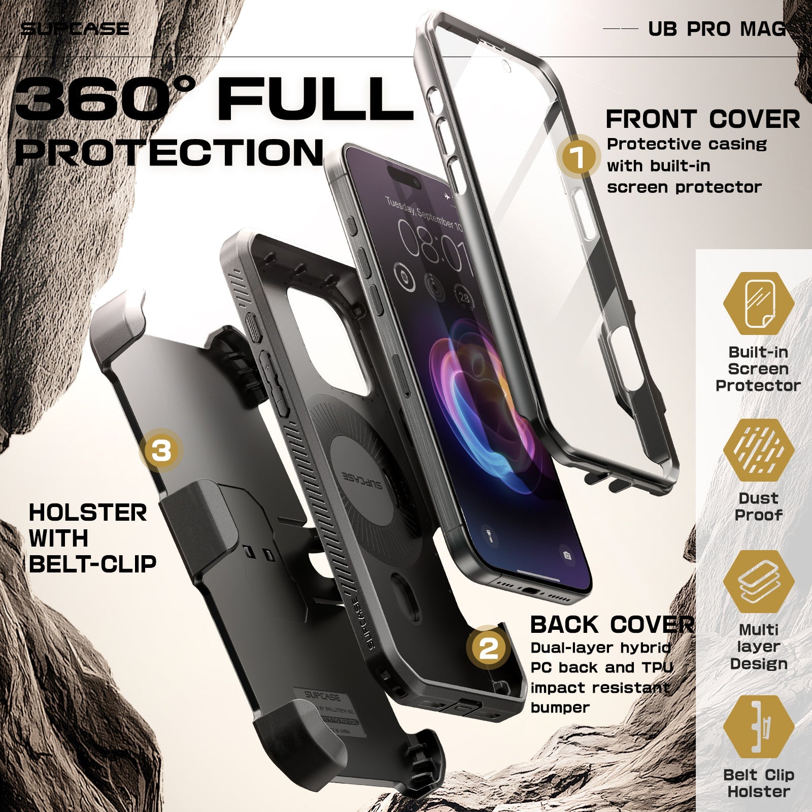 Supcase Unicorn Beetle MAG Pro Case for iPhone 16 Pro 6.3" / iPhone 16 Pro Max 6.9"