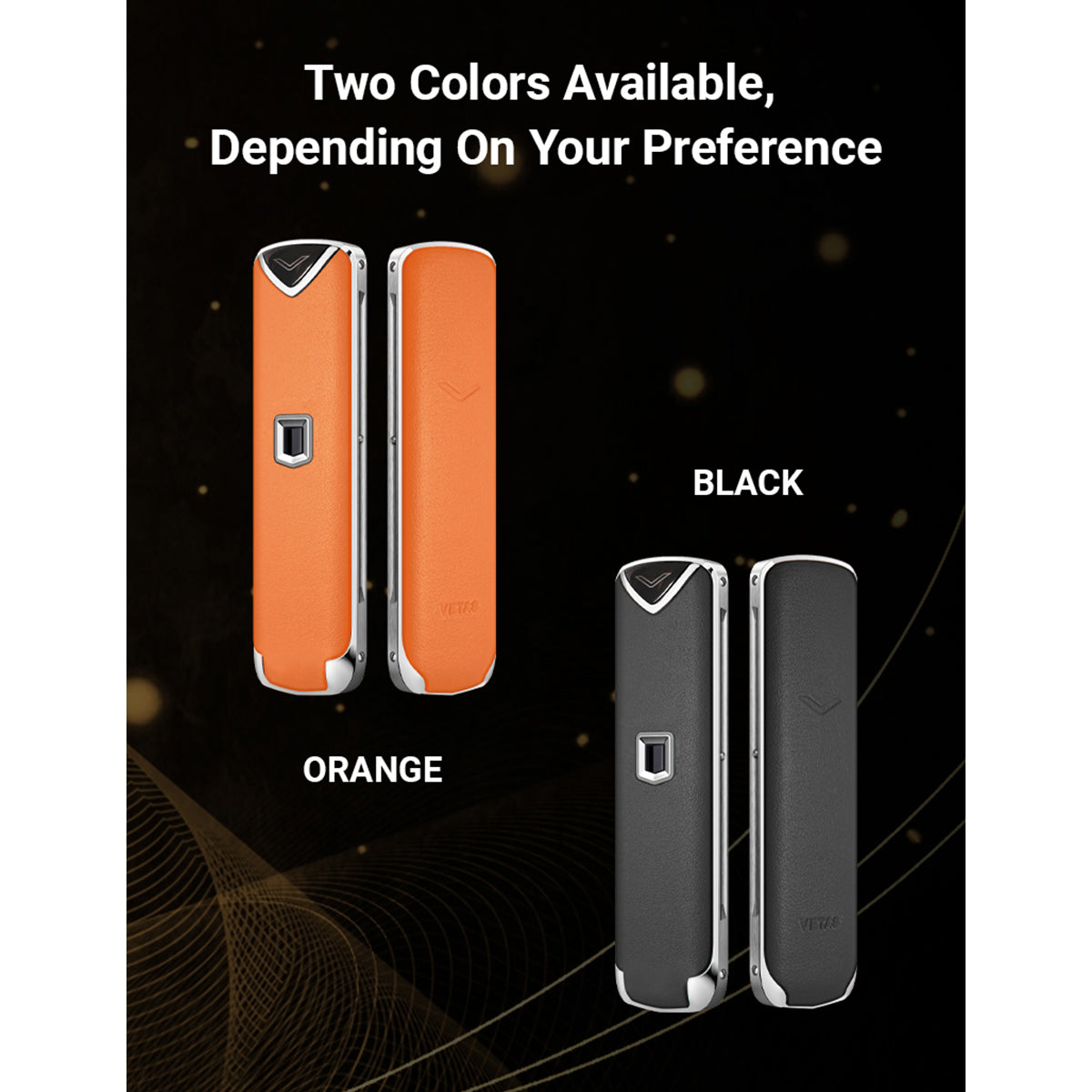 O2W SELECTION VETAS Luxury Smart Lift Lighter Set, Napa Leather Black | Orange