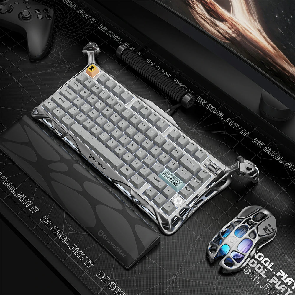 GravaStar Mercury K1 Pro 75% Wireless Mechanical Gaming Keyboard, Concrete Gray