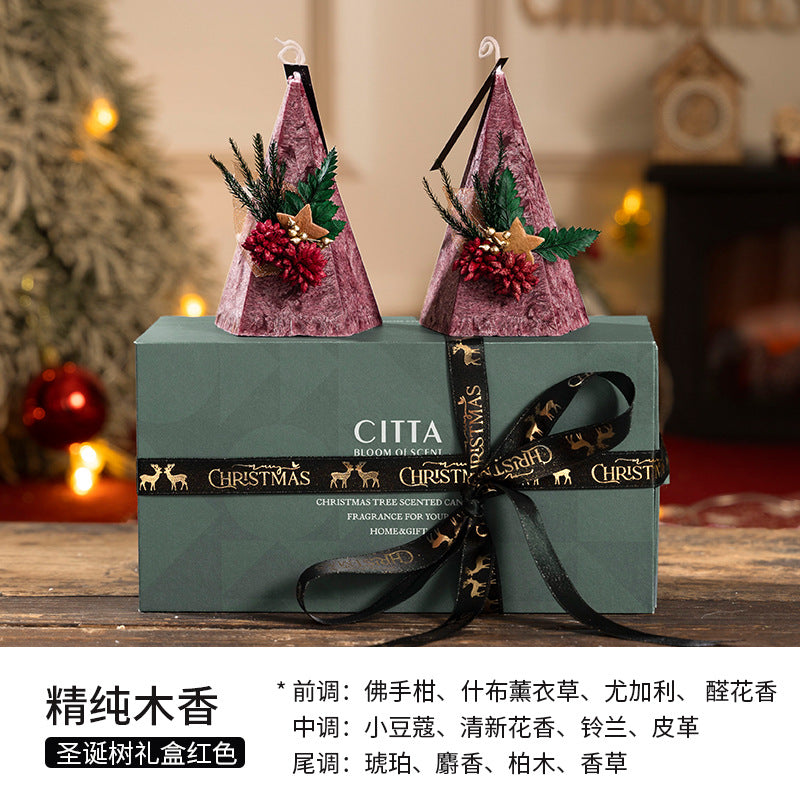 CITTA Christmas Tree Scented Candle Gift Set 135G Fragrant Aroma Wax Wardrobe Freshener/Aromantic Closet Scent Christmas Home Decoration