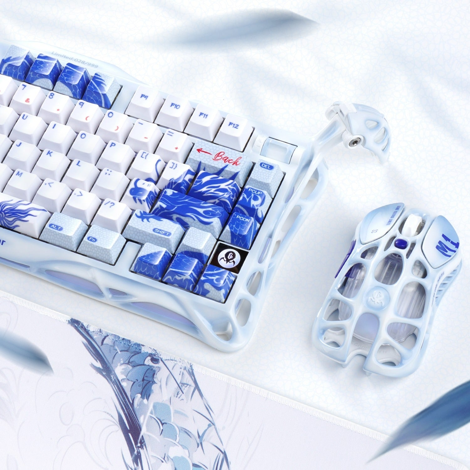 GravaStar Mercury K1 Pro 75% Wireless Mechanical Gaming Keyboard with Mouse, Blue Gragon Edition