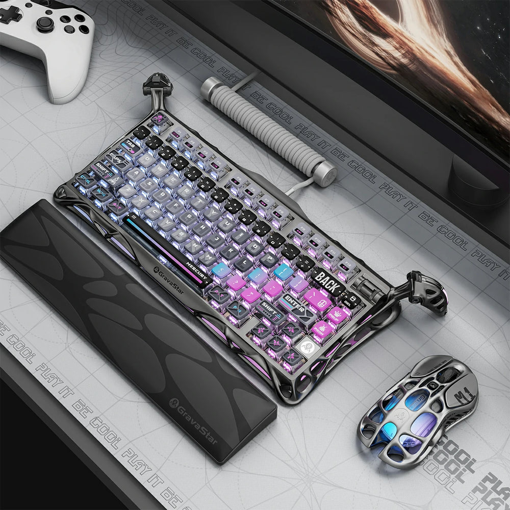 GravaStar Mercury K1 Pro 75% Wireless Mechanical Gaming Keyboard Special Edition, Cyberpunk