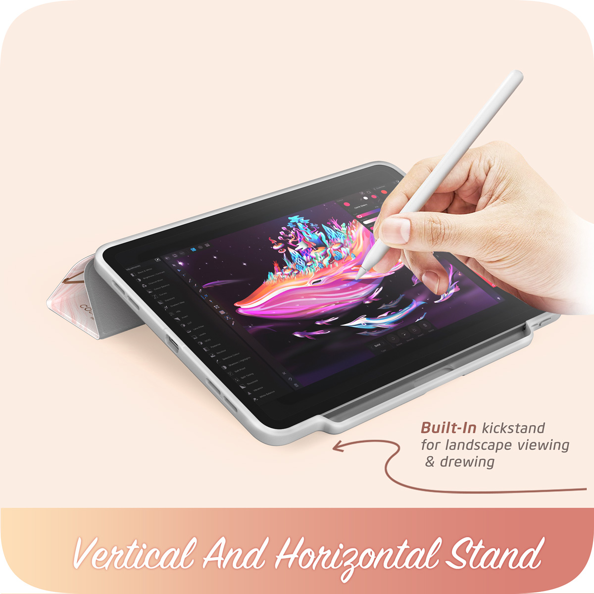 i-Blason Cosmo Series Slim Full-Body Trifold Stand Protective Case Cover with Auto Sleep/Wake & Pencil Holder Protective Case with Pencil Holder for iPad Air 11"/13" 2024