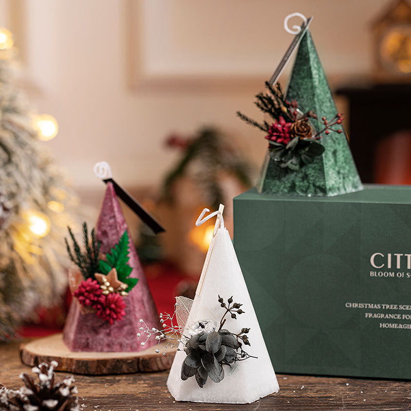 CITTA Christmas Tree Scented Candle Gift Set 135G Fragrant Aroma Wax Wardrobe Freshener/Aromantic Closet Scent Christmas Home Decoration