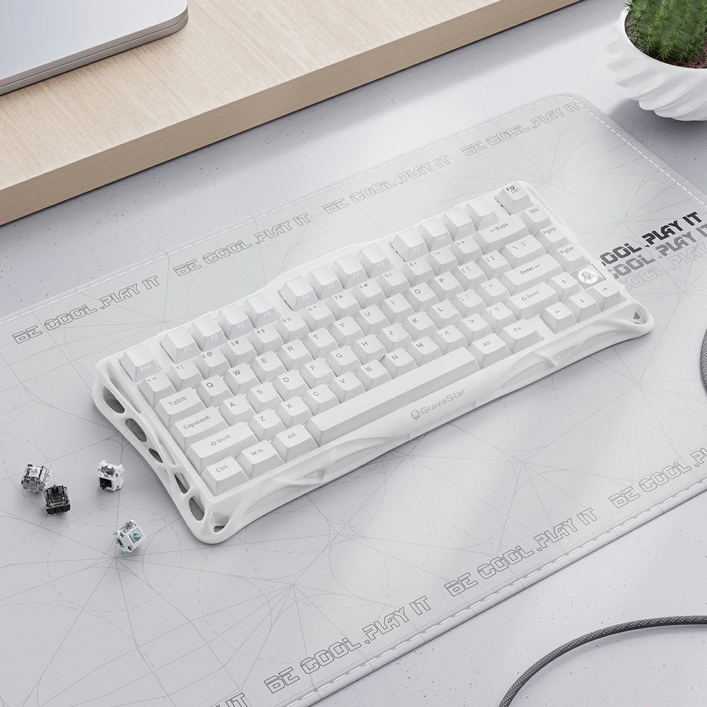 GravaStar Mercury K1 Lite 75% Wireless Mechanical Gaming Keyboard, Snow White