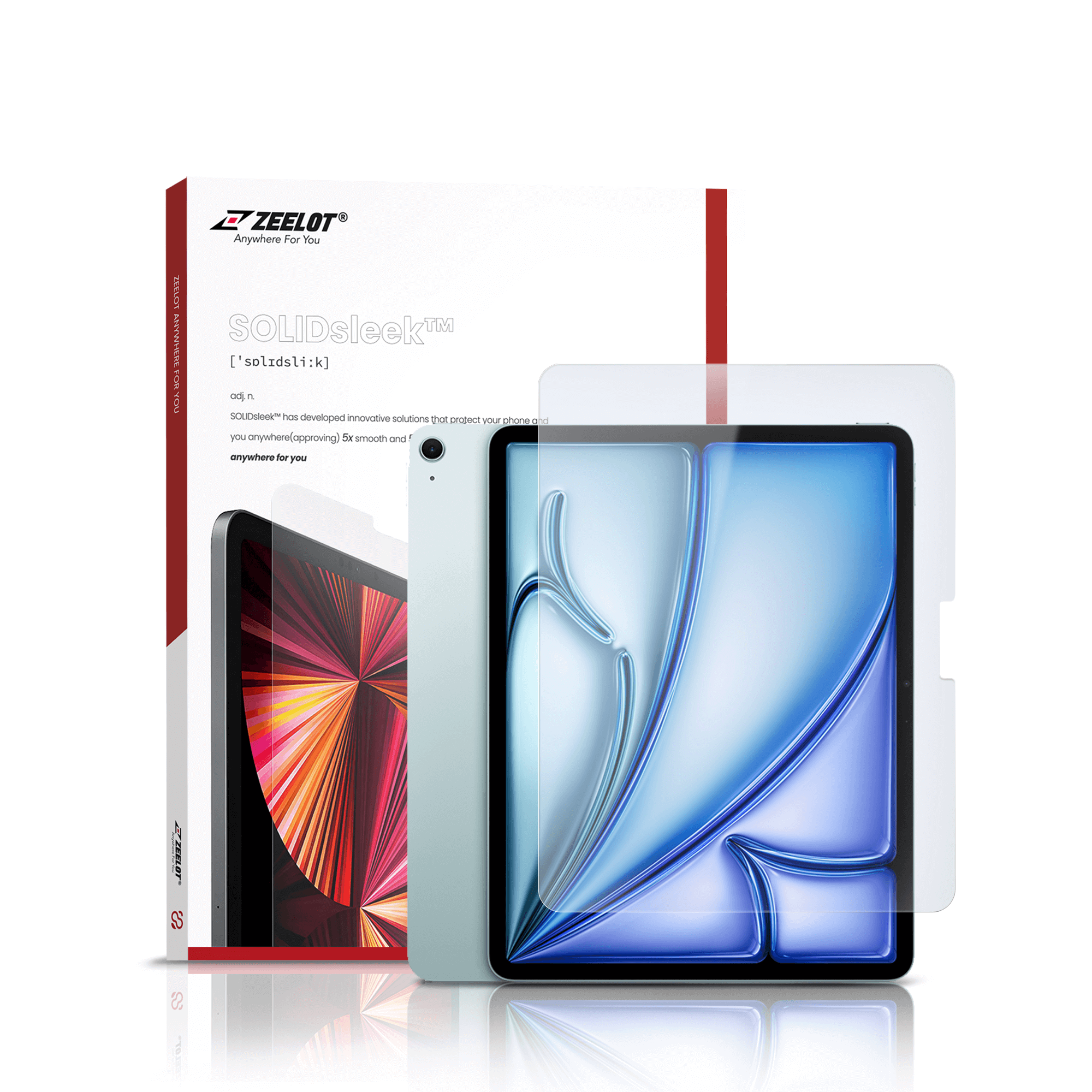 ZEELOT SOLIDSleek 2.5D Tempered Glass Screen Protector for iPad Air (2024)