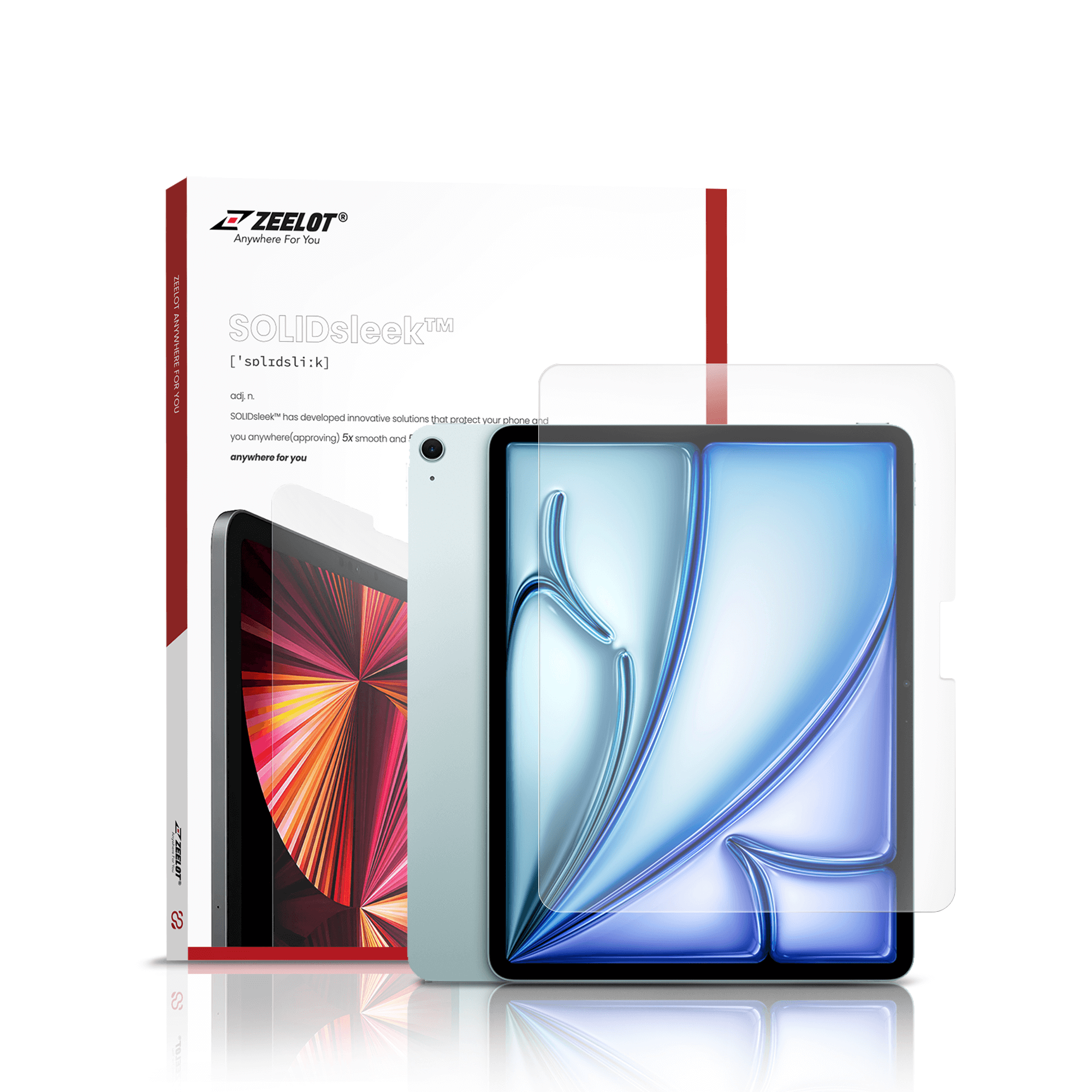 ZEELOT SOLIDSleek 2.5D Tempered Glass Screen Protector for iPad Air (2024)