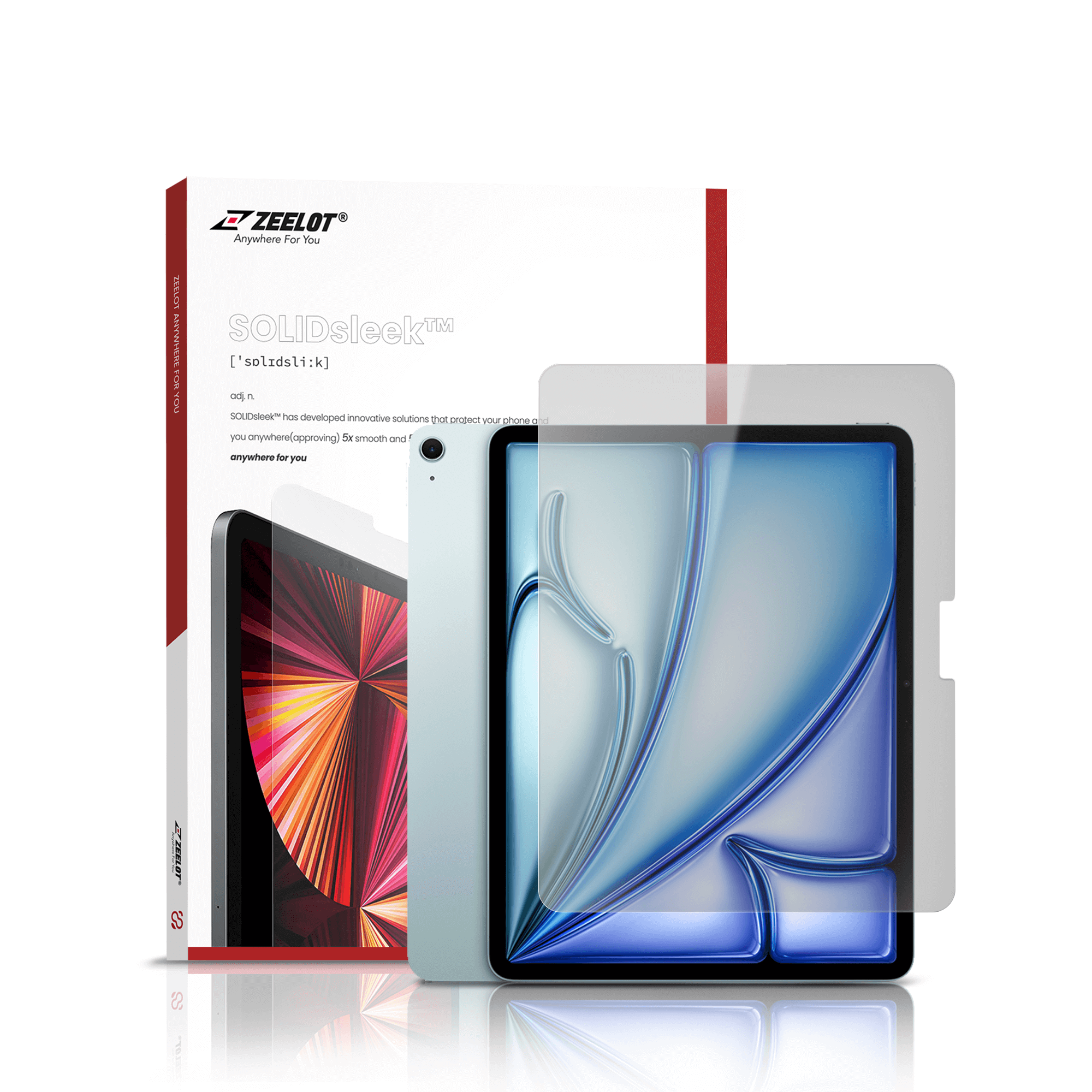 ZEELOT SOLIDSleek 2.5D Tempered Glass Screen Protector for iPad Air (2024)