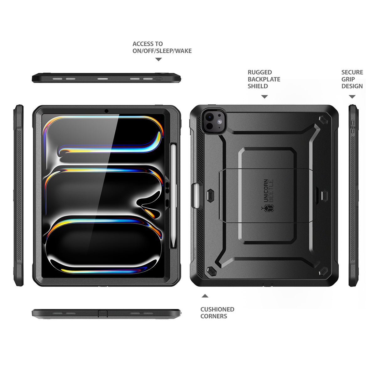 Supcase Unicorn Beetle Pro Series Full-Body Rugged Case with Kickstand, Military Grade Drop Protection, Kids iPad Cover for iPad Pro 11"/13"(2024) with Pencil Holder & Built-in Screen Protector