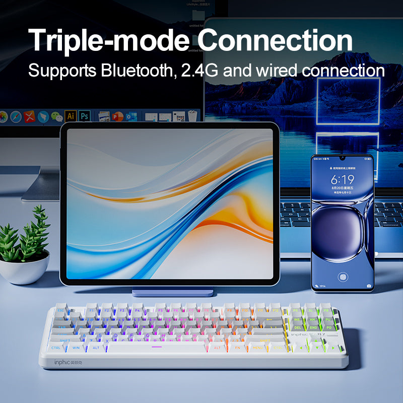 INPHIC K87 Three-Mode Wireless Mechanical Keyboard