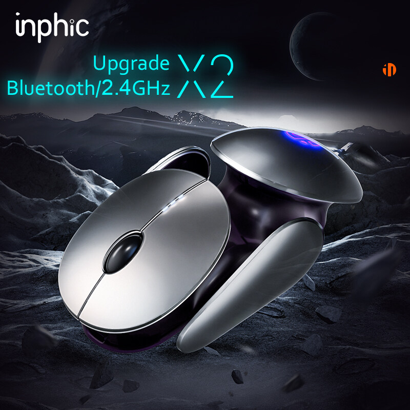 O2W SELECTION INPHIC X2 Wireless Triple Mode Bluetooth Silent Ergonomic Mouse, Liquid Metal