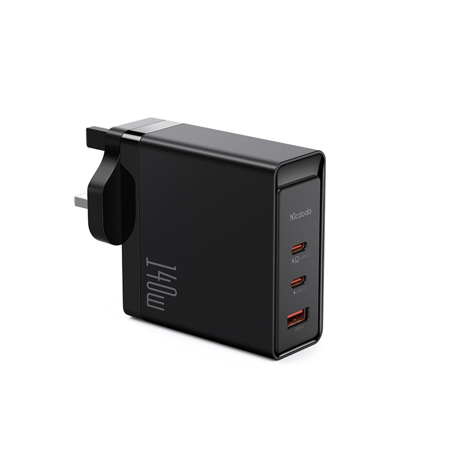 Mcdodo 140W GaN 5 Pro Dual Type-C + USB Fast Charger (UK Plug), Black