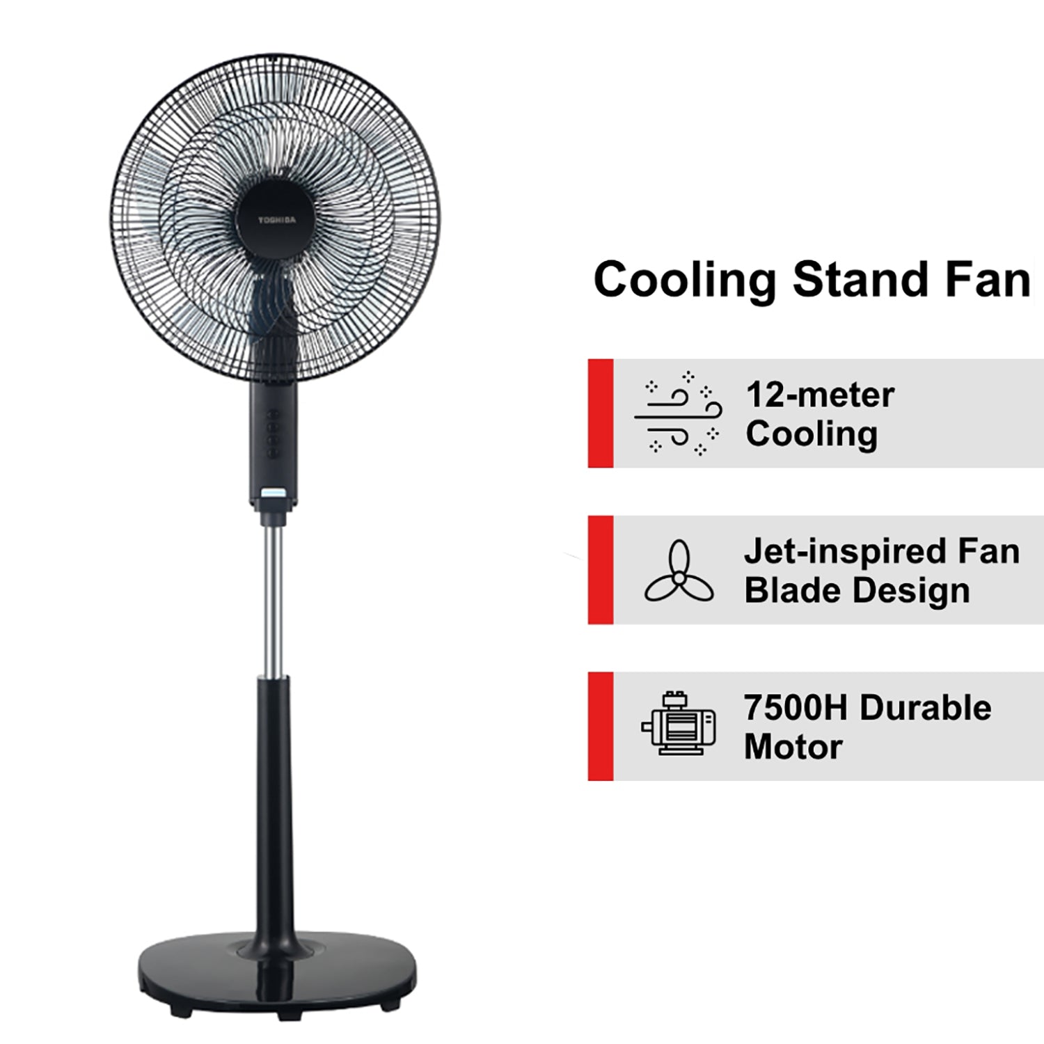 Toshiba 16 inches F-ASB50SG(K), Stand Fan 12-Meter Cooling Matters, 7500H Durable Motor