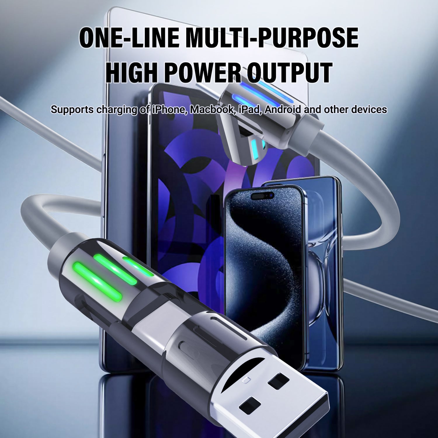 O2W SELECTION XIAOSHANG 240W 4-in-1 Liquid Silicone Super Fast Charging Data Cable 1.5m