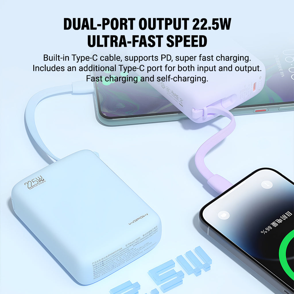 WOPOW SQ65 20000mAh Small Ice Fast Charging With Built-in Power Bank