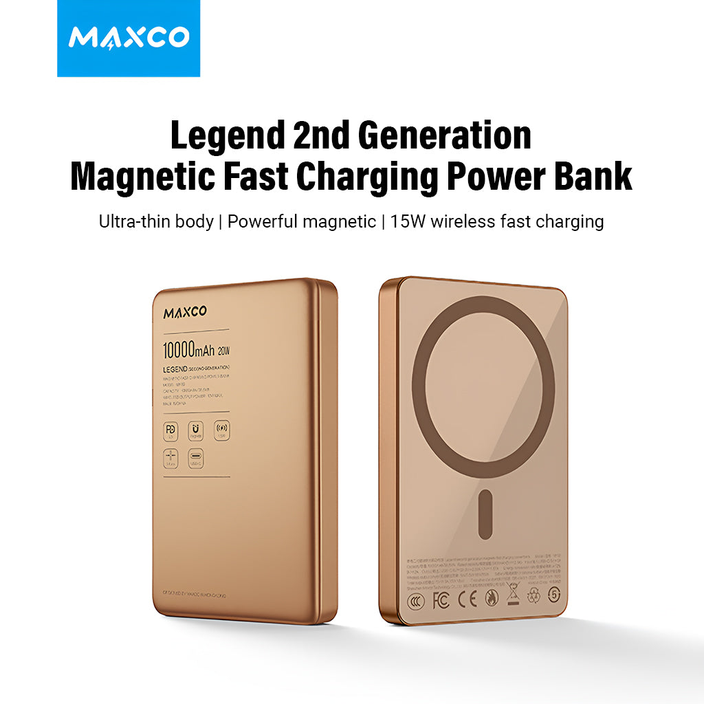 MAXCO MP38 5000mAh / MP39 10000mAh Legend 2 Magnetic Wireless Charging Power Bank