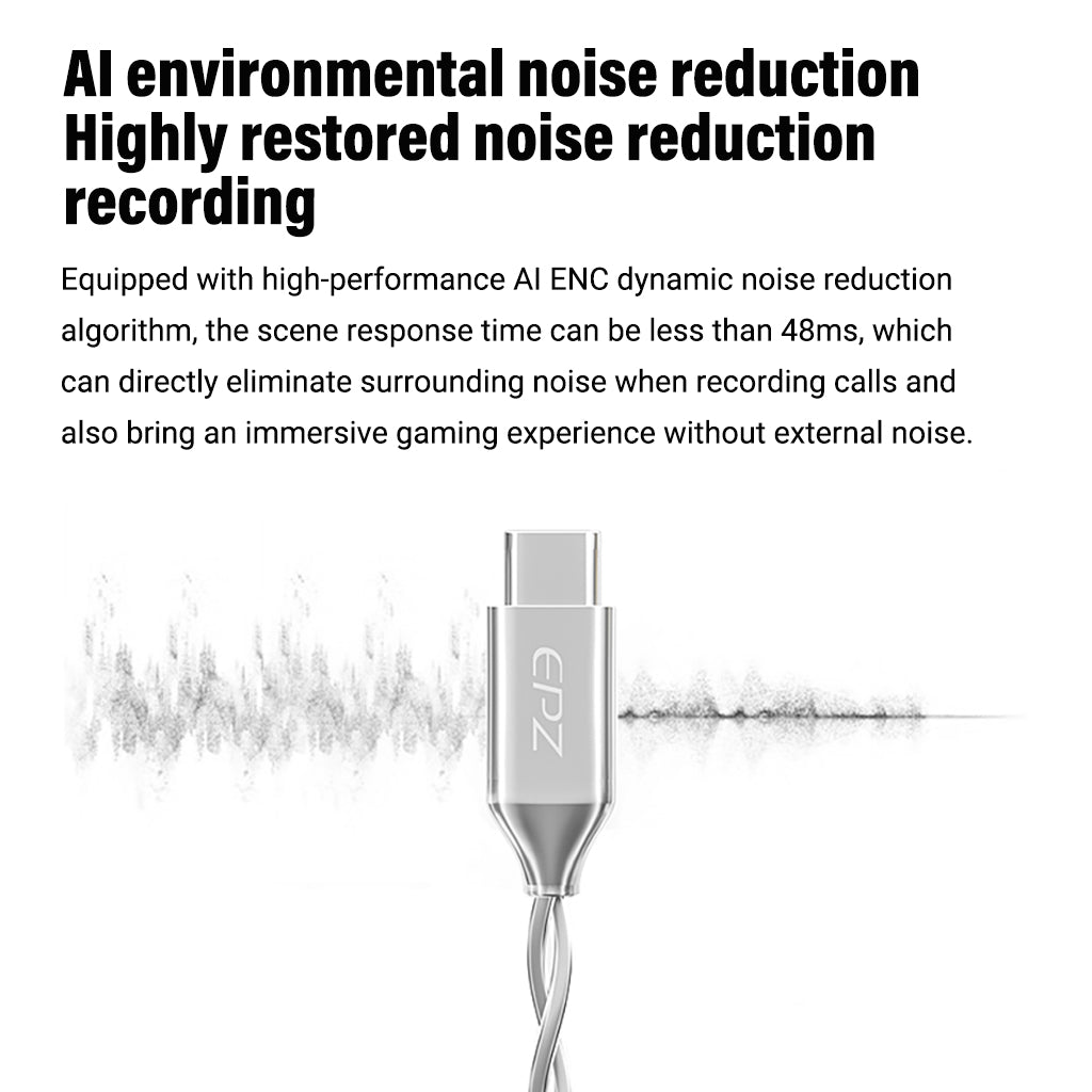 EPZ TP13 Noise Reduction Digital Audio Adapter Cable, Type-C to 3.5mm Switch Wiring