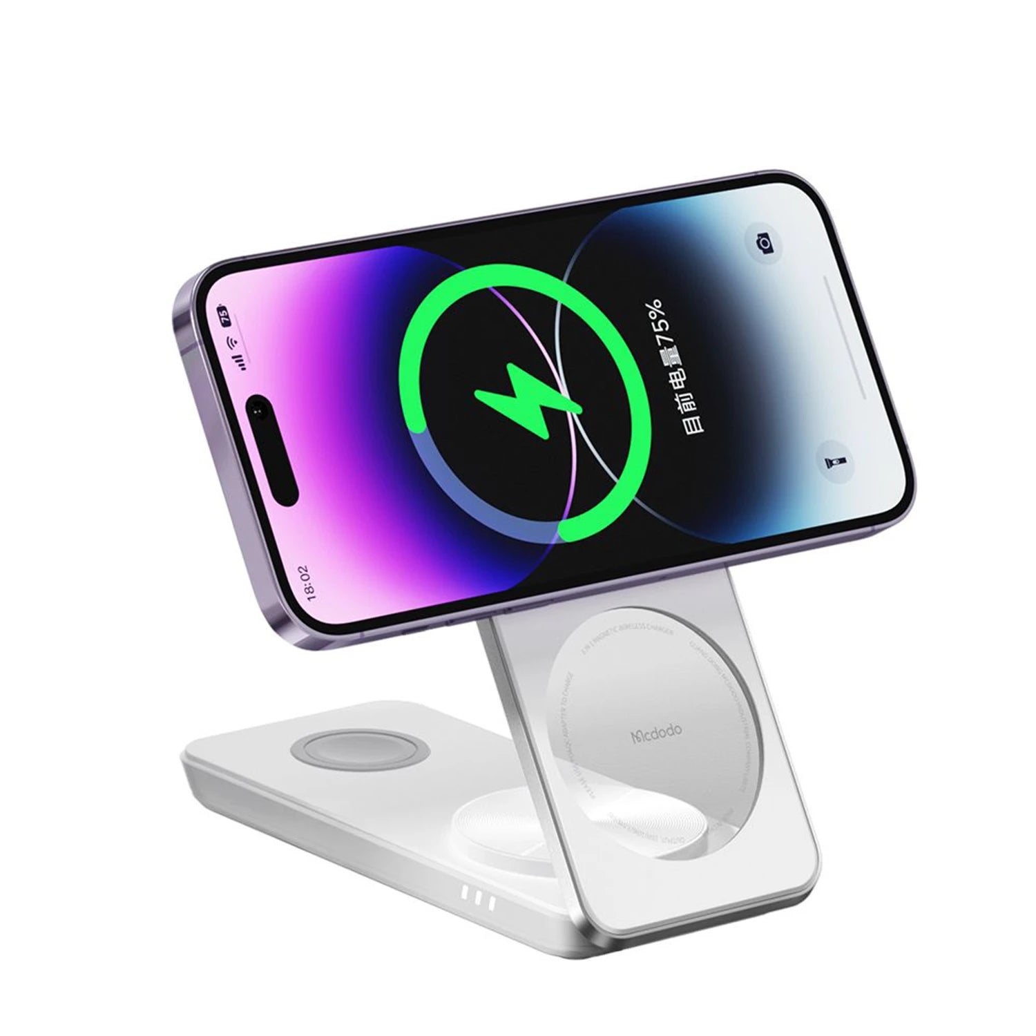 Mcdodo Peace Series 3-in-1 Foldable Magnetic Wireless Charger, White