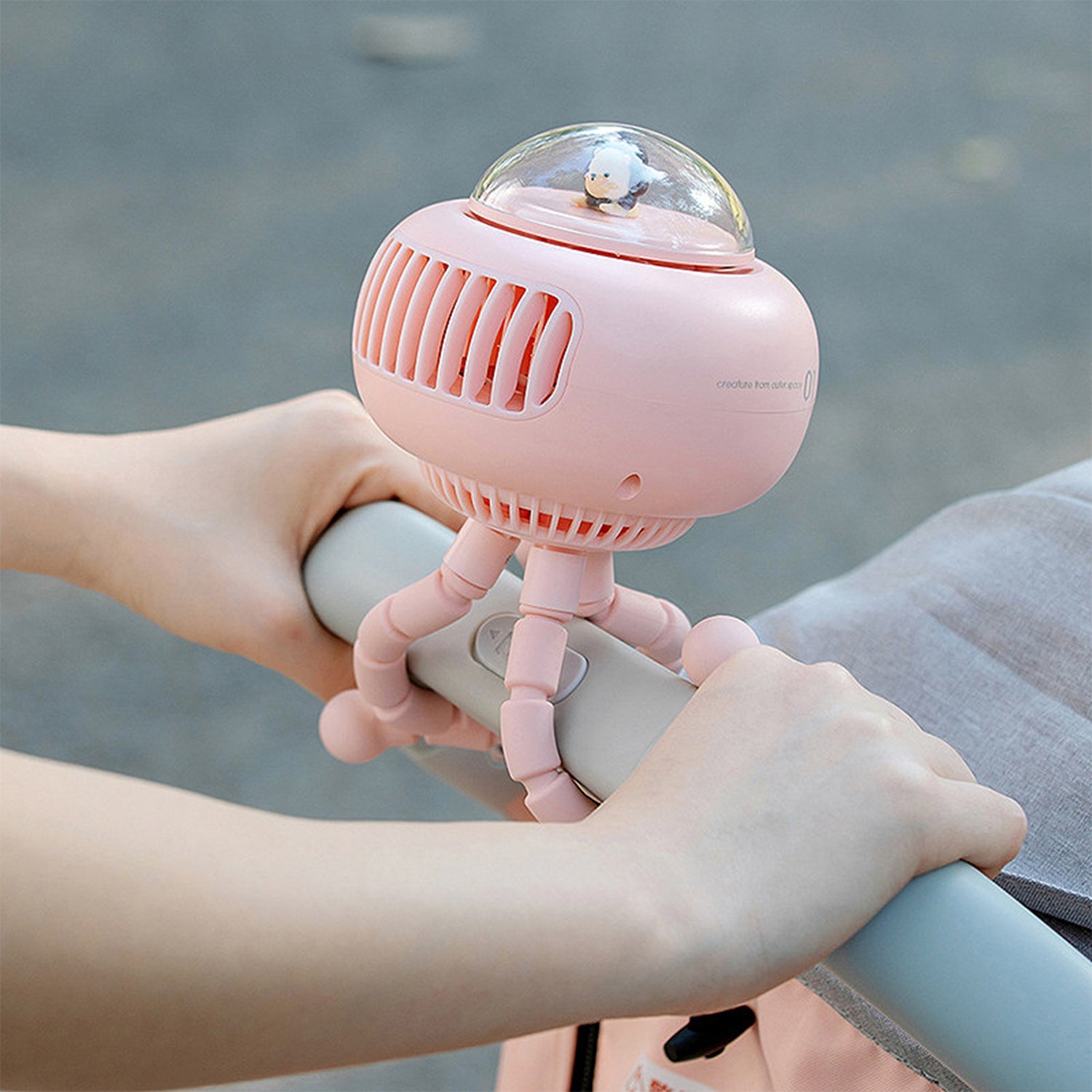 Stroller Fan Portable Shaking Head Octopus Leafless Electric Fan Rechargeable Mini Handheld Fan With 3600Mah Battery