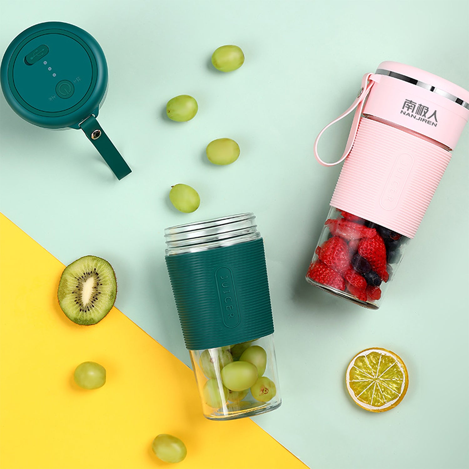 Portable USB Rechargeable Juicer Blender With Six Blades And Double Cups