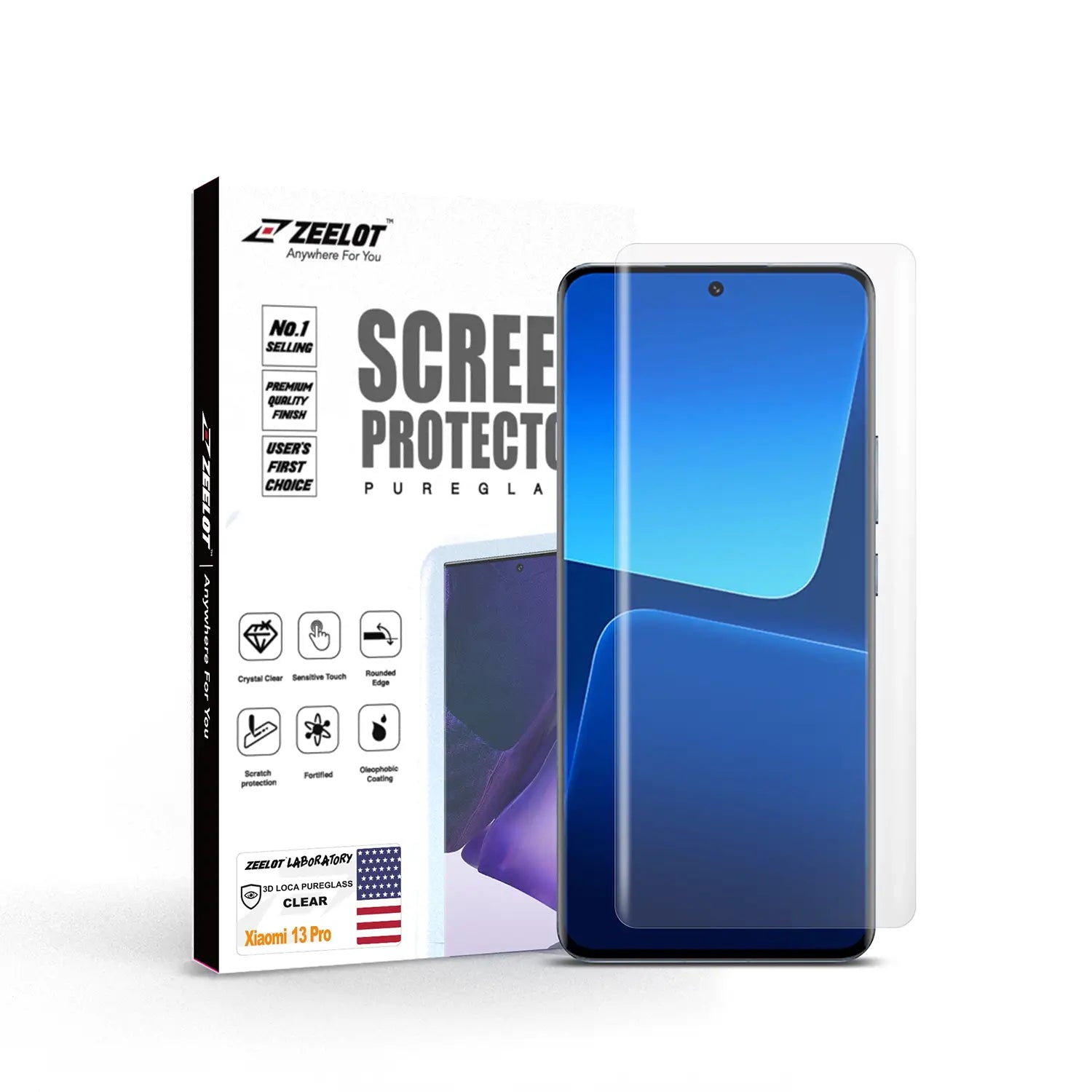ZEELOT LOCA PureGlass | Tempered Glass Screen Protector for Xiaomi Mi 13 / 13 Pro, Clear
