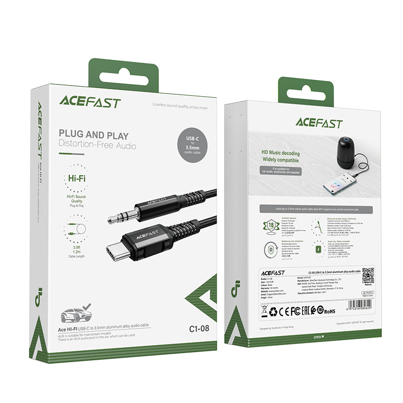 ACEFAST C1-08 USB-C To 3.5mm Aluminum Alloy Audio Cable ONE2WORLD 