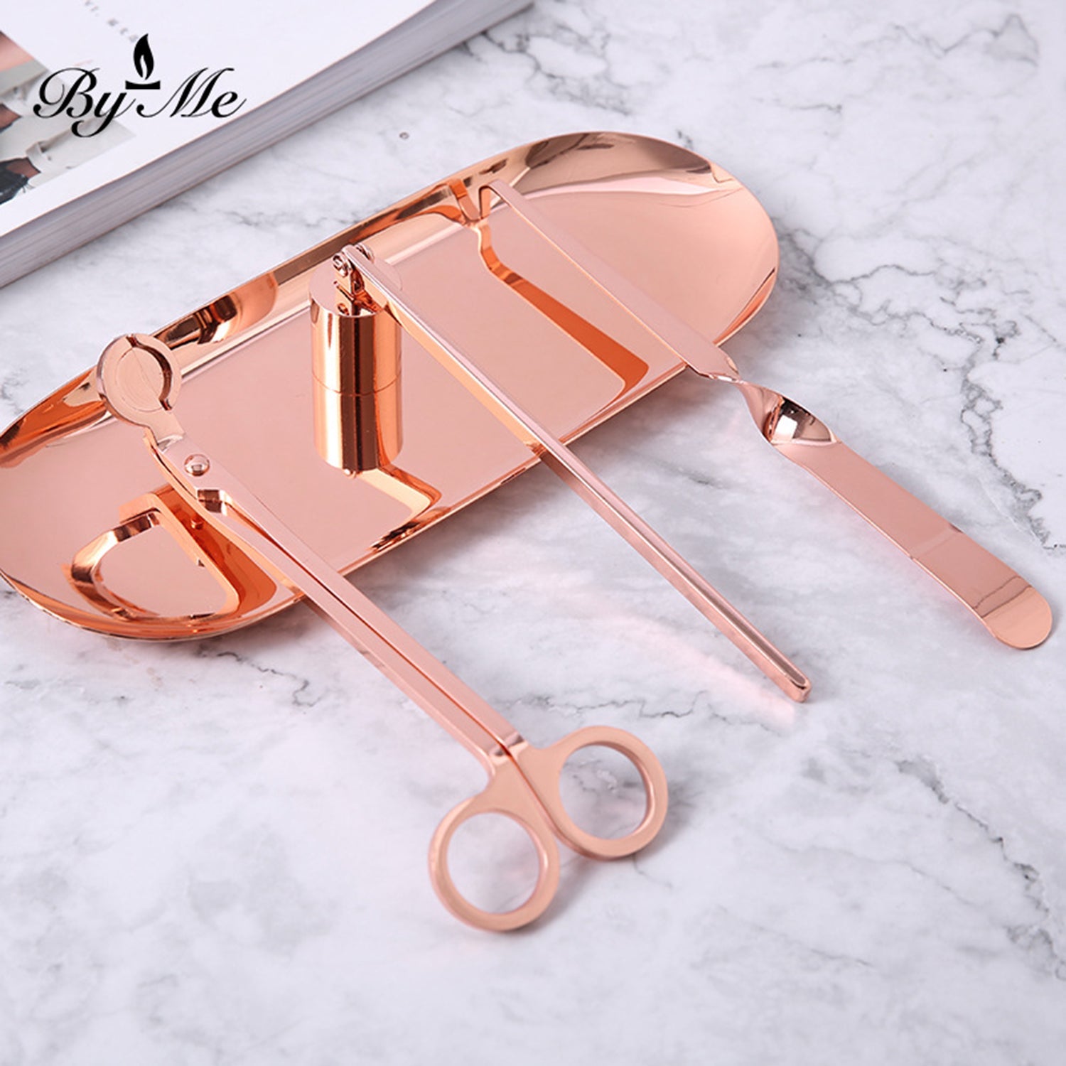Aromatherapy Candle Tools Set Stainless Steel Candle Extinguisher Accessory 4-in-1 Set Scented Candle Accessories OEM Rose Gold 