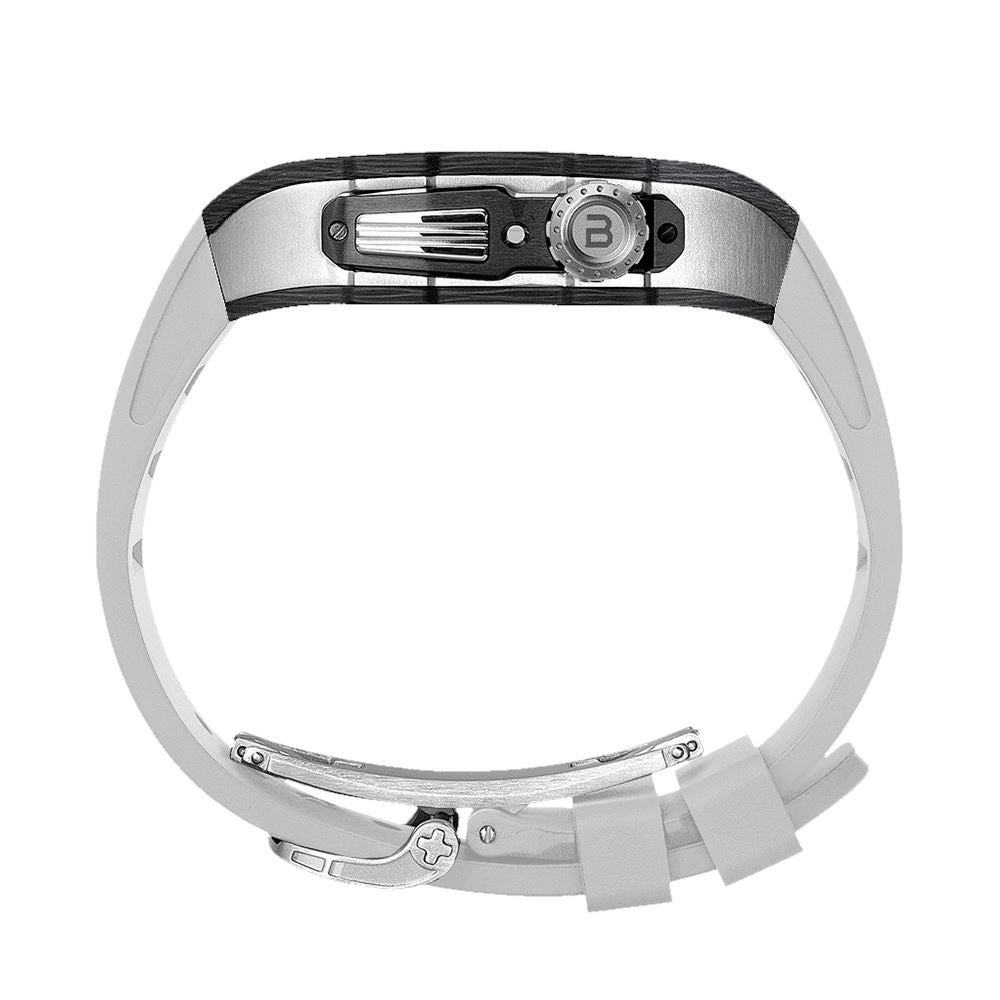 BUTTERCASE Apple Watch 45mm/44mm Carbon Fiber Titanium Wristband Case Black/Silver/Gold Titanium Shell with Fluoroelastomer Strap ONE2WORLD 