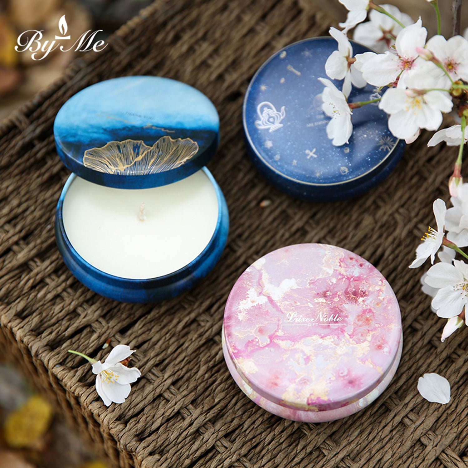 BYME Scented Candle Soy Wax Flat Tin Can Handmade Romantic Aromatherapy Candle Gift Ideas Scented Candle BYME 