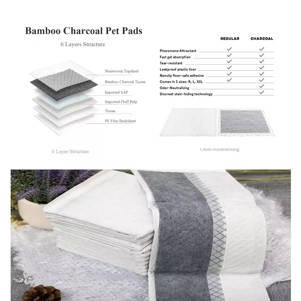 Charcoal Pee Pad For Dogs Cats Pet Diapers Bamboo Deodorant Dog Training Pee ONE2WORLD 