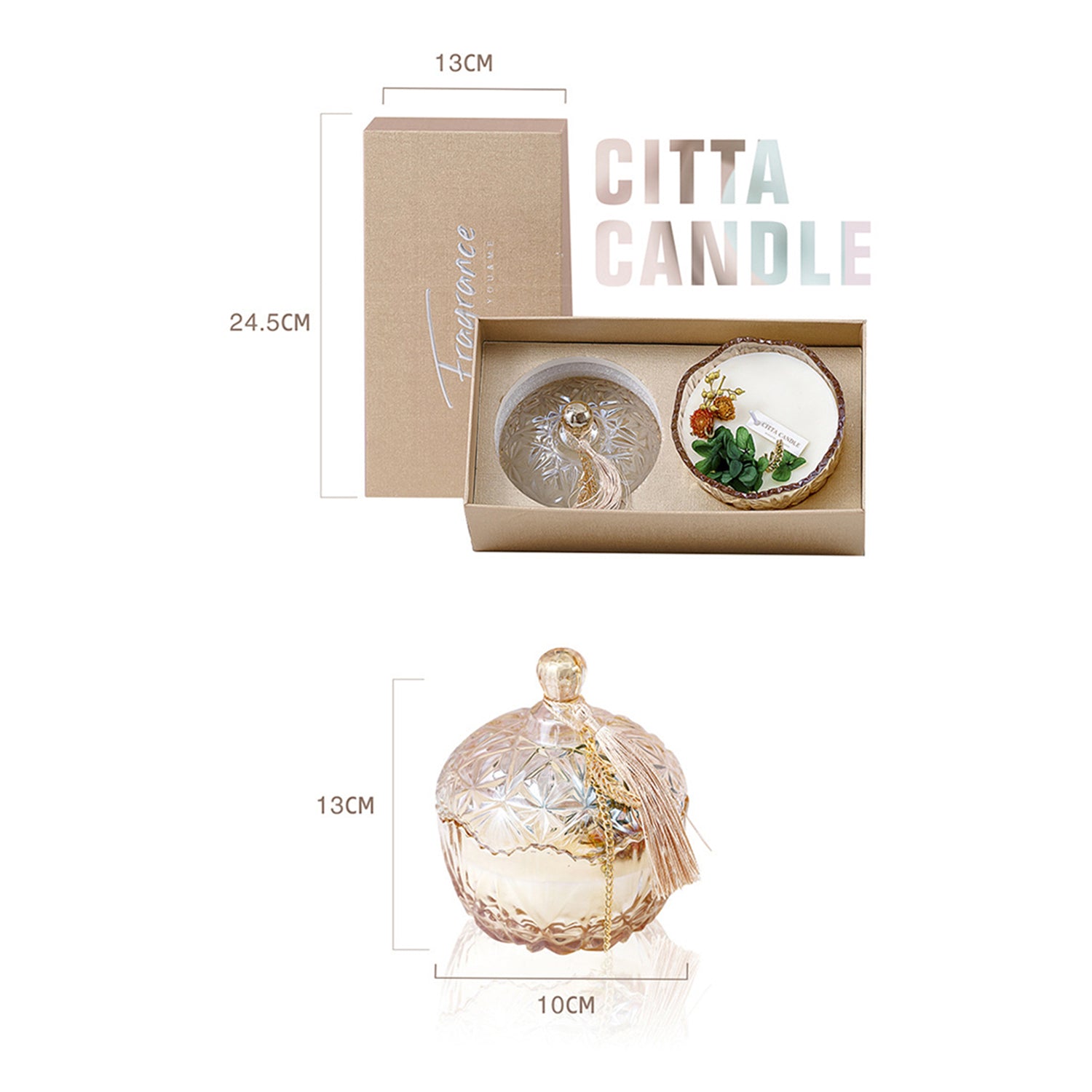 CITTA Amber Series Natural Soybean Plant Blend Wax 160G with Dry Flowers Scented Candle CITTA 