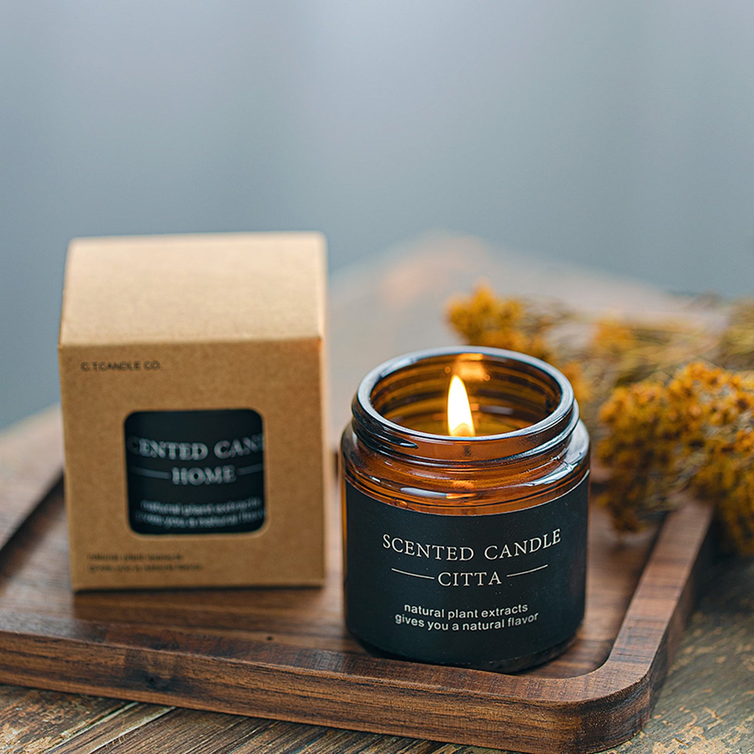 CITTA Scented Candle Aromantic Natural Soy Wax 198G Home Fragrance Aromatherapy Brown Bottle Scented Candle CITTA 