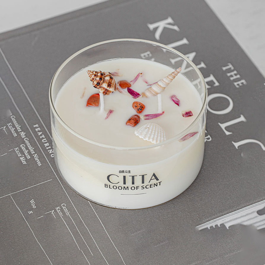 CITTA Simple White Series Scented Candle with Dry Flower and Shell 220G Scented Candle CITTA Orange and Ginger 