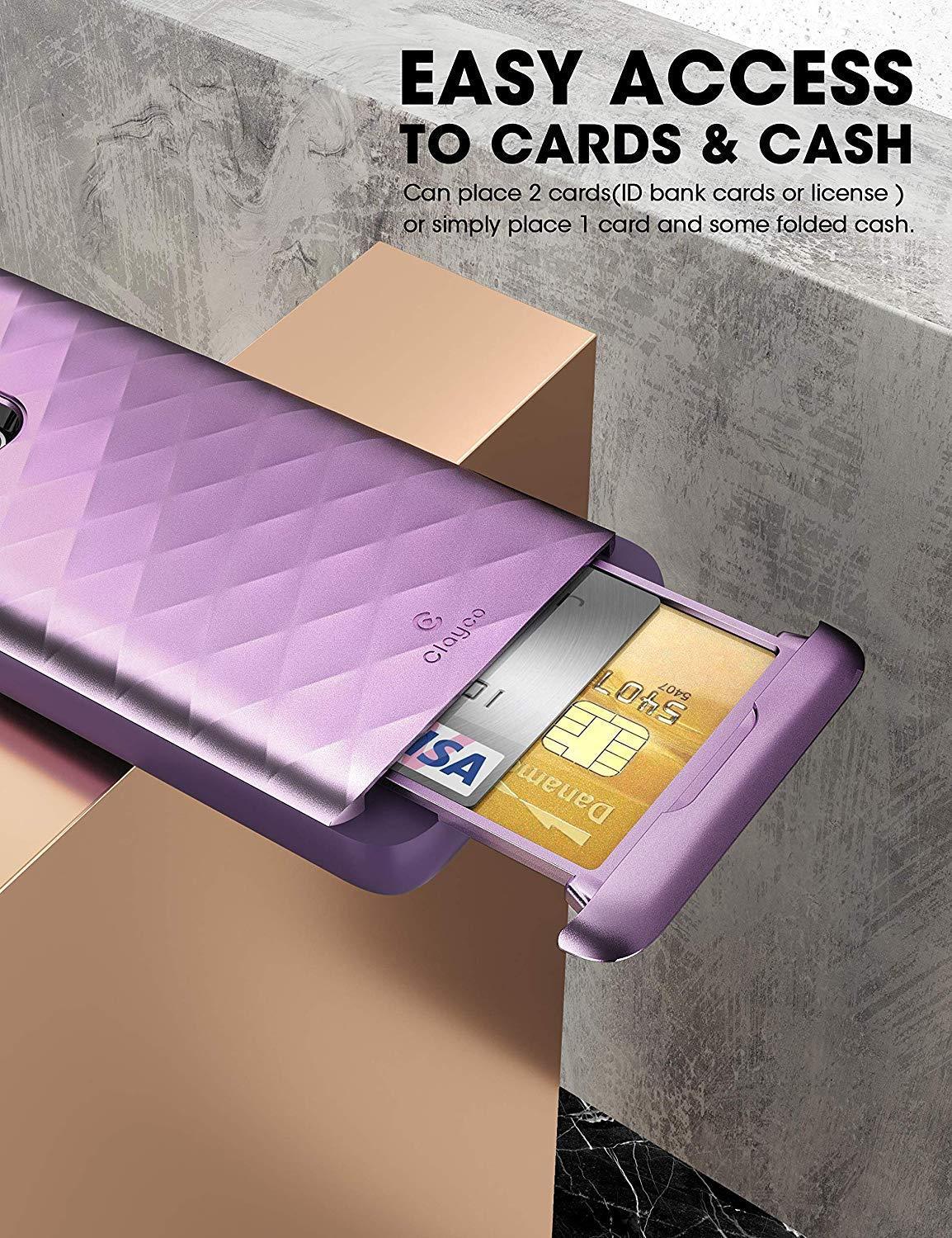 Clayco Argos Series Hybrid Protective Wallet Case for Samsung Galaxy S20 Ultra, Purple Samsung Case Clayco 