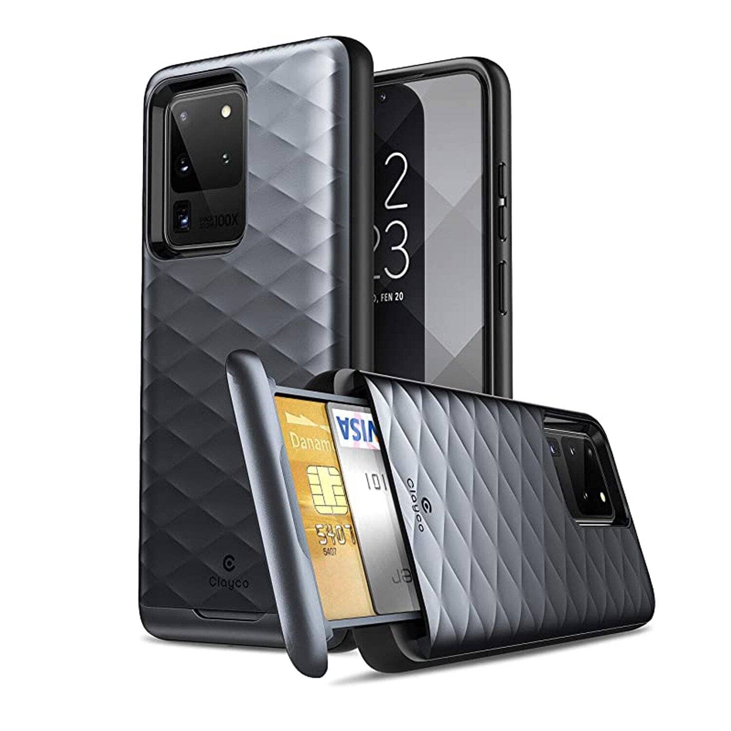 Clayco Argos Series Hybrid Protective Wallet Case for Samsung Galaxy S20 Ultra Samsung S20 Series Clayco Black 