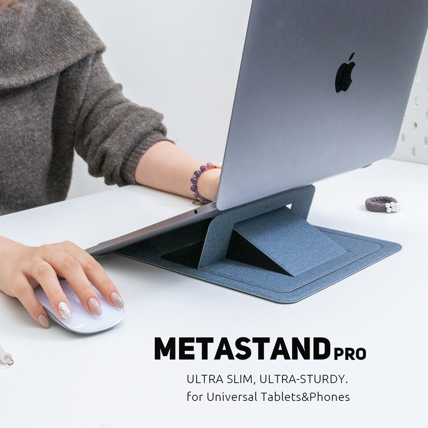 Ergomi Meta Pro Portable & Foldable Laptop Stand Paper-Thin Higher Angle for Laptop Tablet Mouse Pad Default Ergomi 