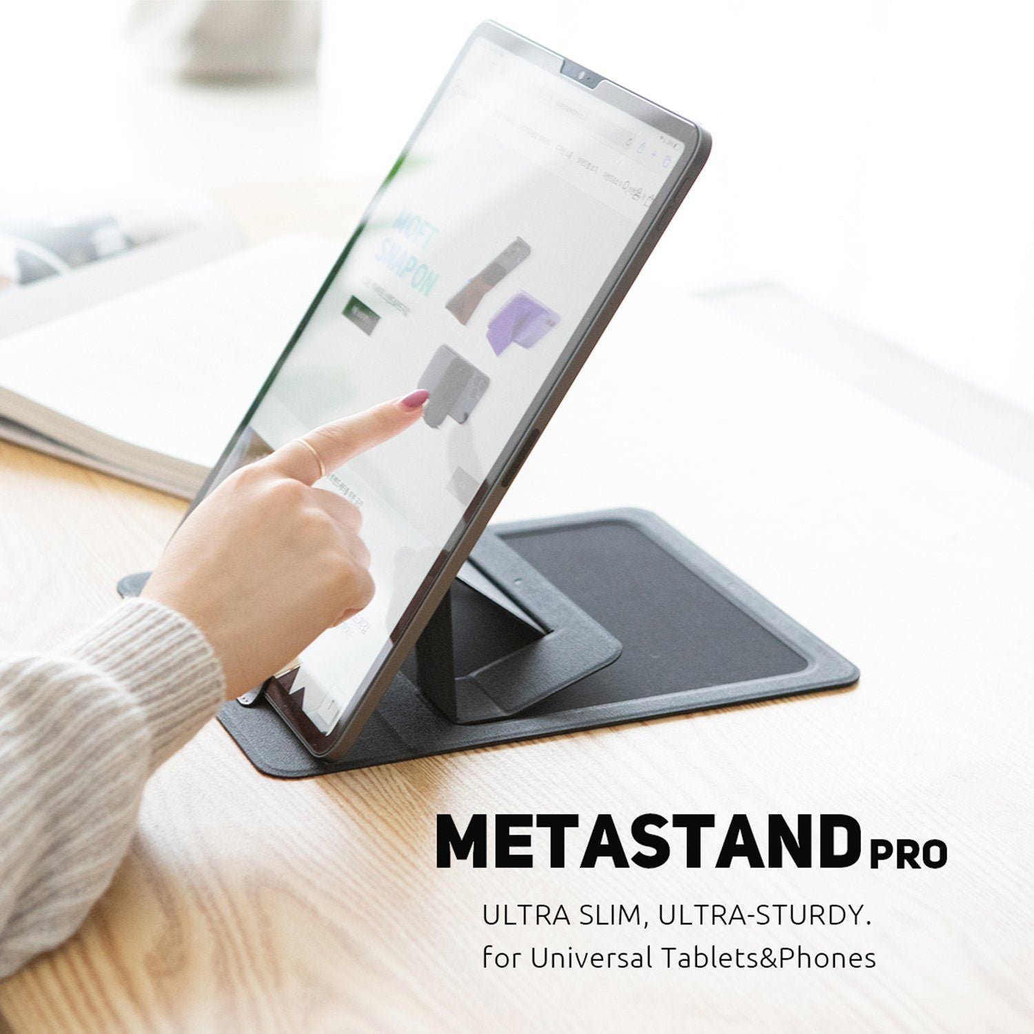 Ergomi Meta Pro Portable & Foldable Laptop Stand Paper-Thin Higher Angle for Laptop Tablet Mouse Pad Default Ergomi 