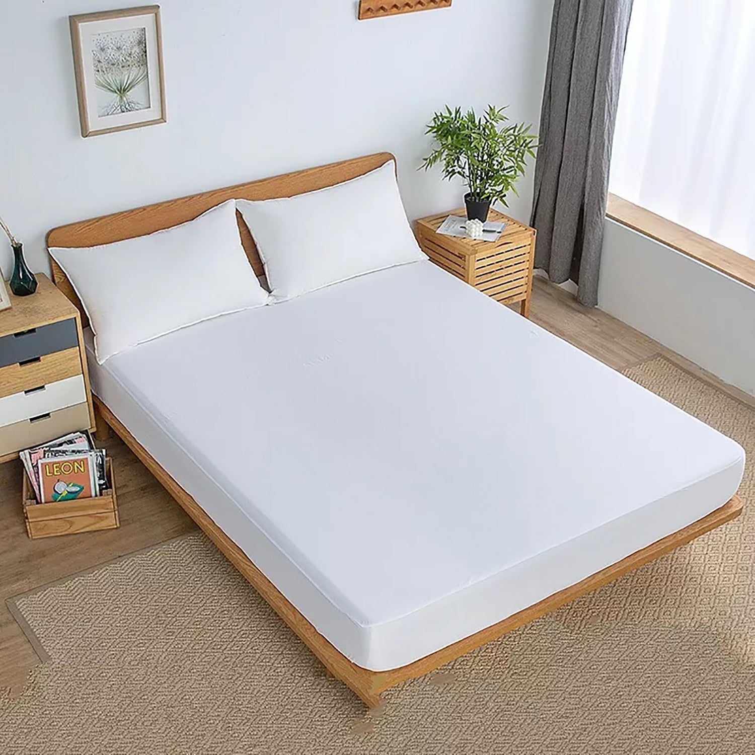 Fitted Sheets Cover King Size 180cm x 200cm Bedding ONE2WORLD White 