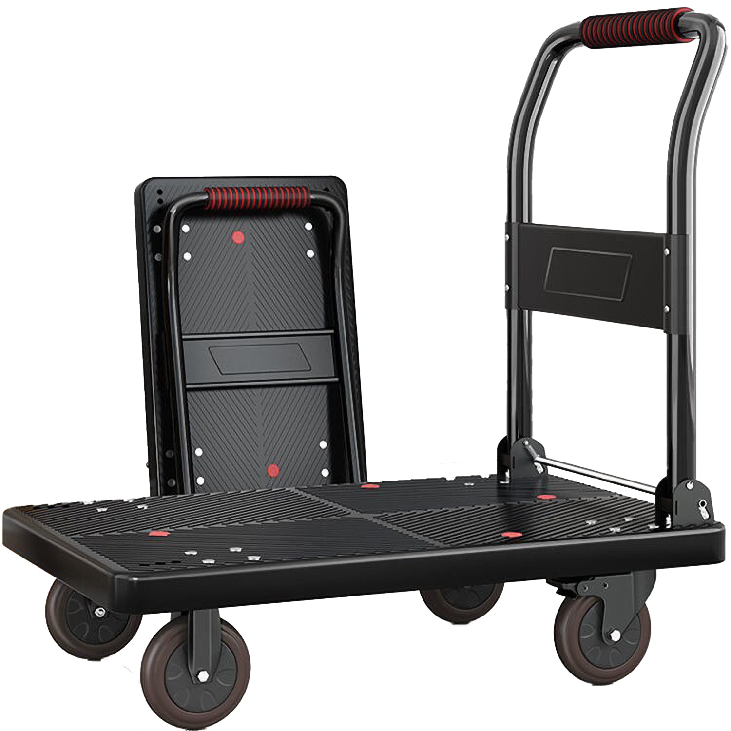 Foldable Anti Slip Grip Hand Heavy Duty Trolley Load Weight 175kg With Silent Wheels 47 x 72CM Default OEM Black 