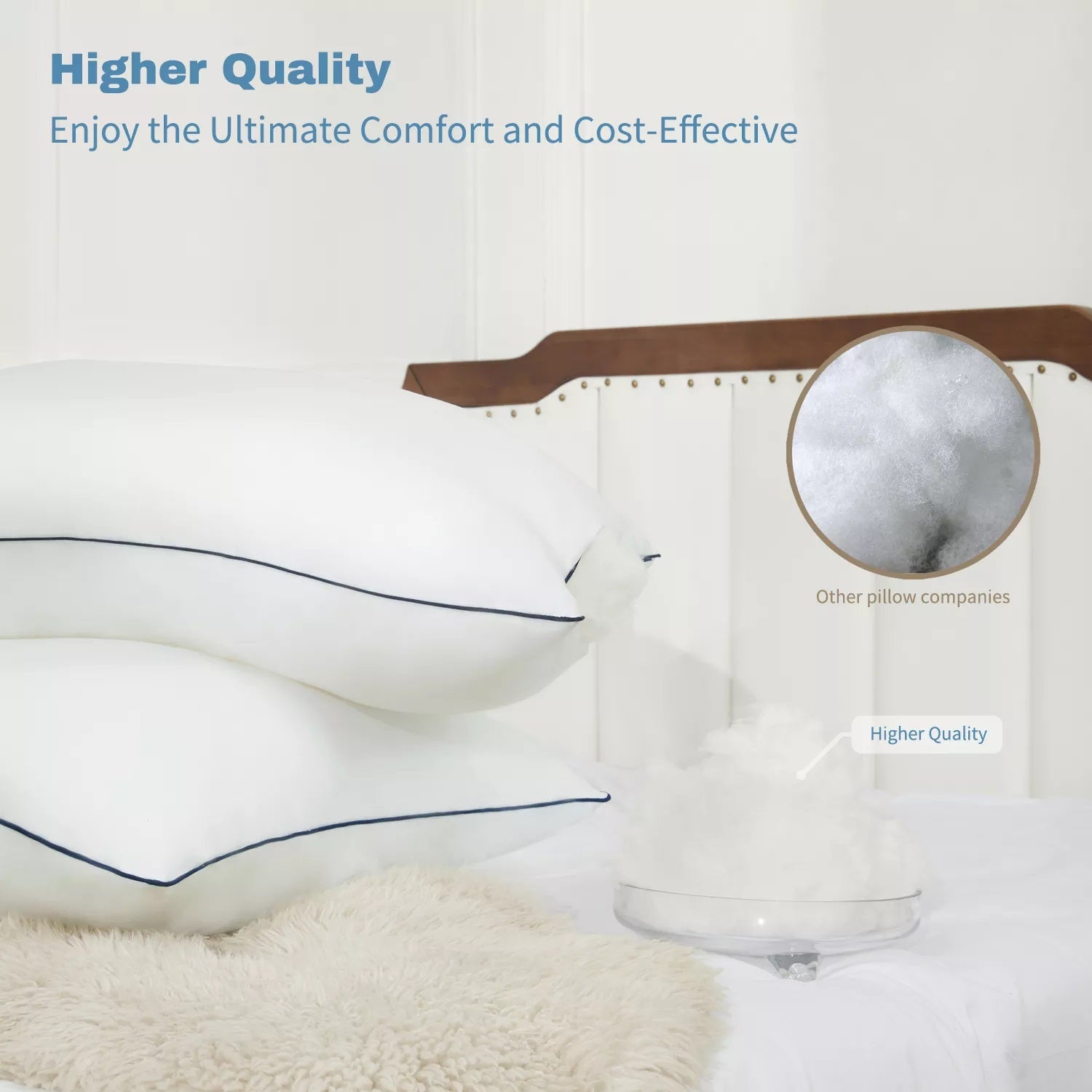 HILTON High Quality Cotton Pillow 1000G 48cm x 74cm Pillows ONE2WORLD 