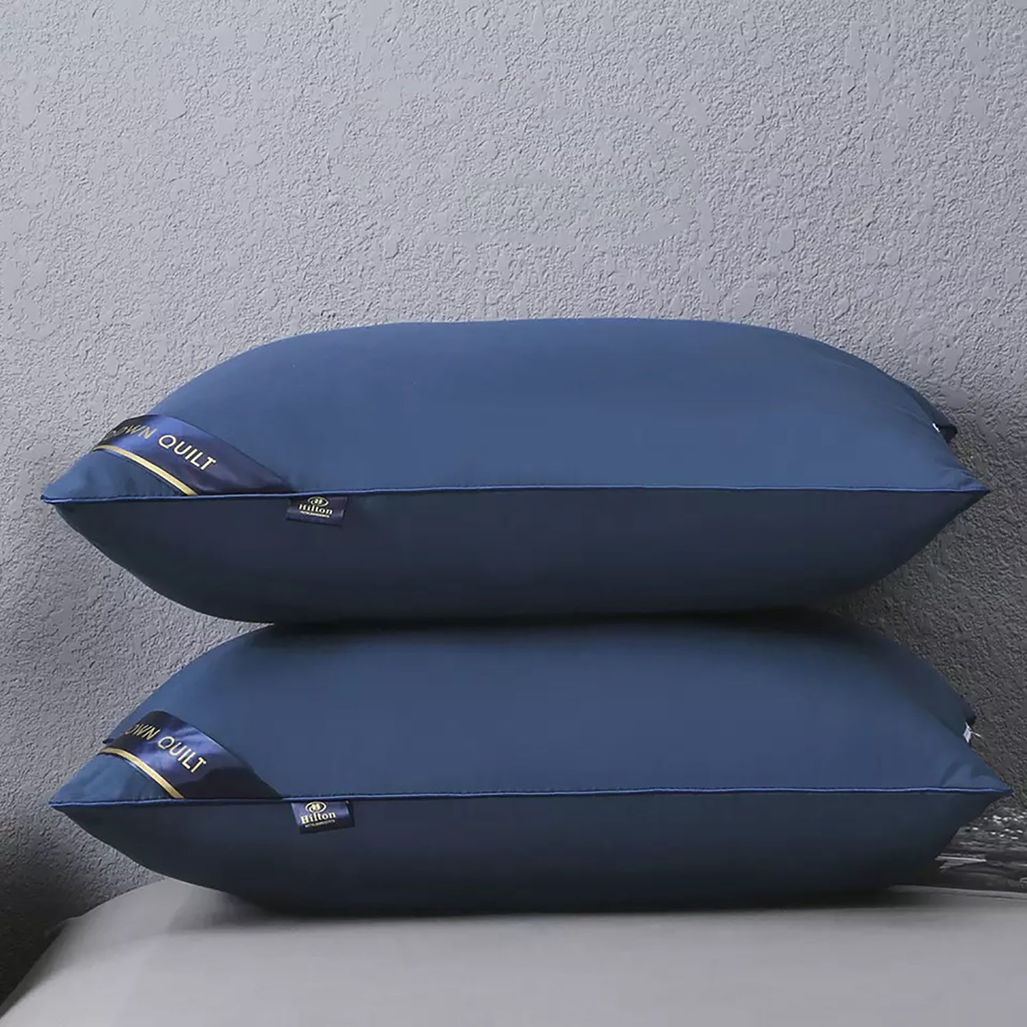 HILTON High Quality Cotton Pillow 1000G 48cm x 74cm Pillows ONE2WORLD Dark Blue 