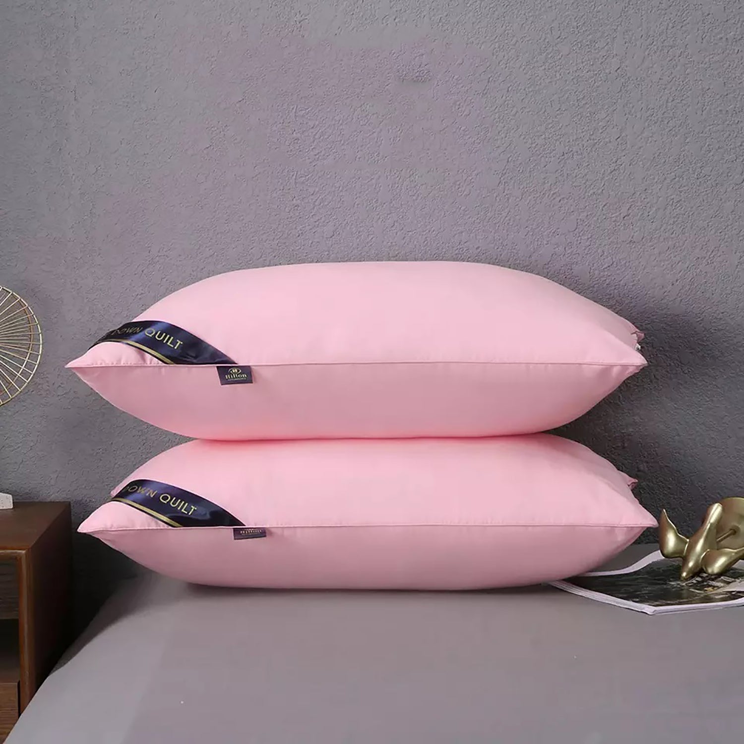 HILTON High Quality Cotton Pillow 1000G 48cm x 74cm Pillows ONE2WORLD Pink 
