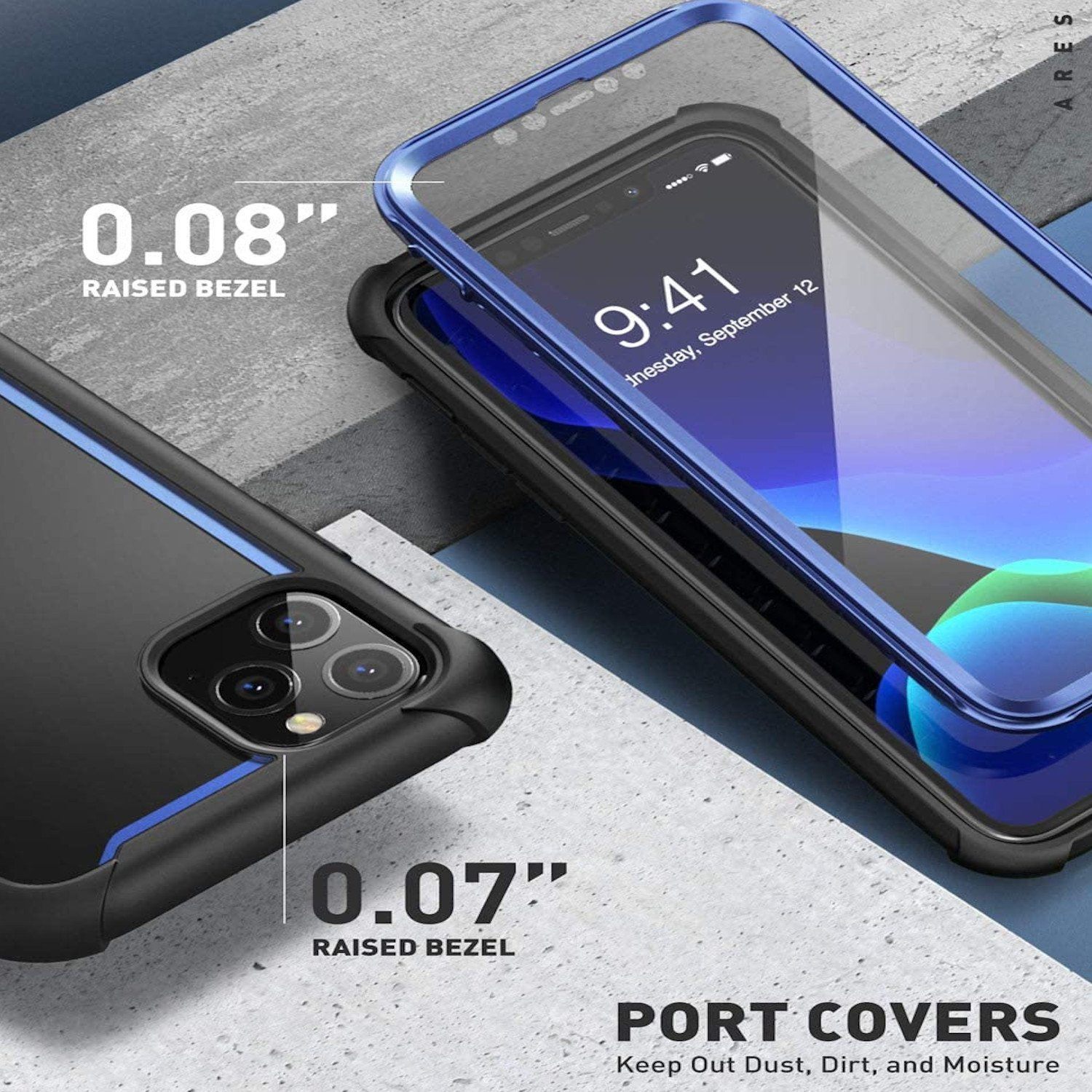 i-Blason Ares Series Clear Case for iPhone 11 Pro 5.8"(2019)(With Build-in Screen Protector), Blue/Black iPhone Case i-Blason 