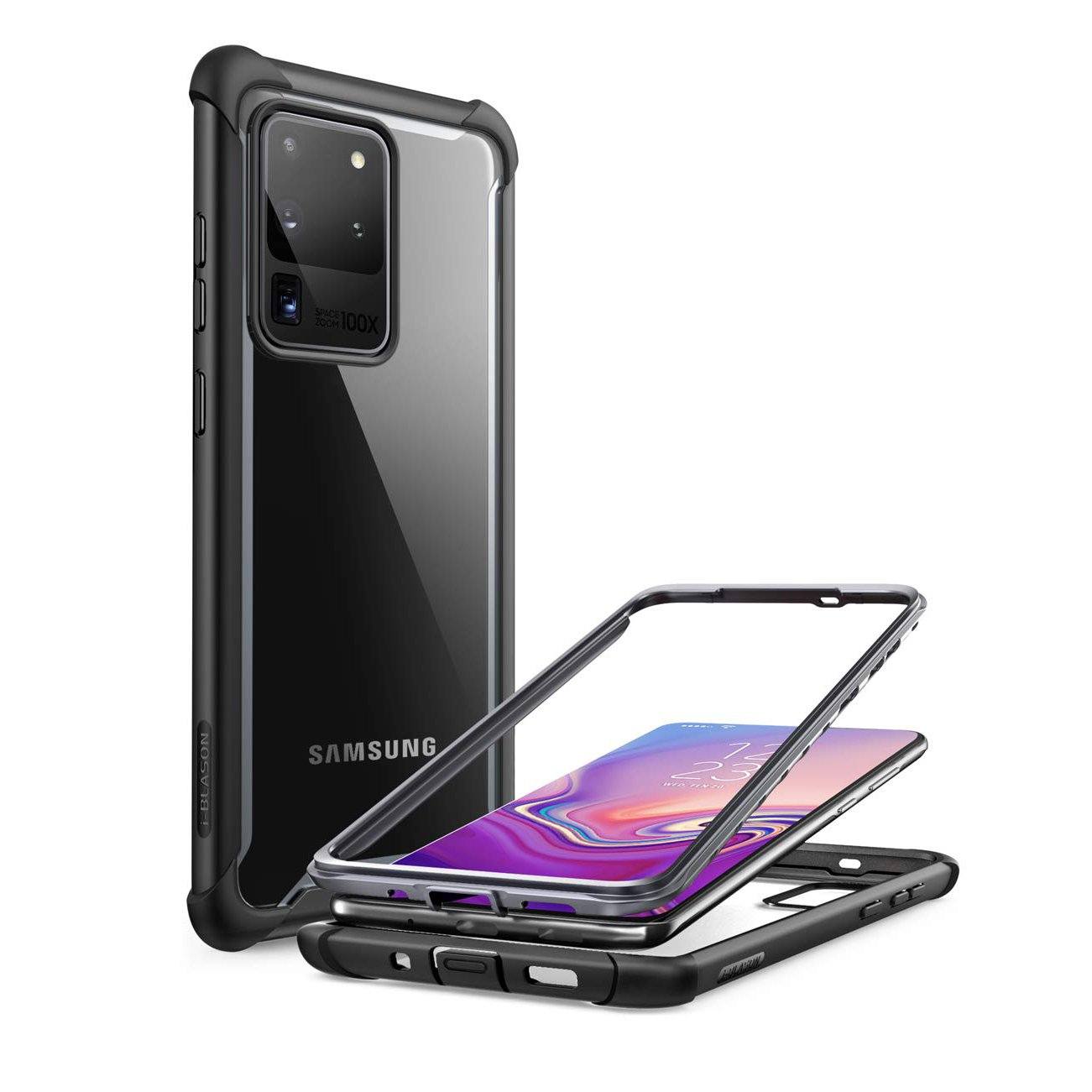i-Blason Ares Series Clear Case for Samsung Galaxy S20 Ultra(without built-in Screen Protector), Black Samsung Case i-Blason Black 