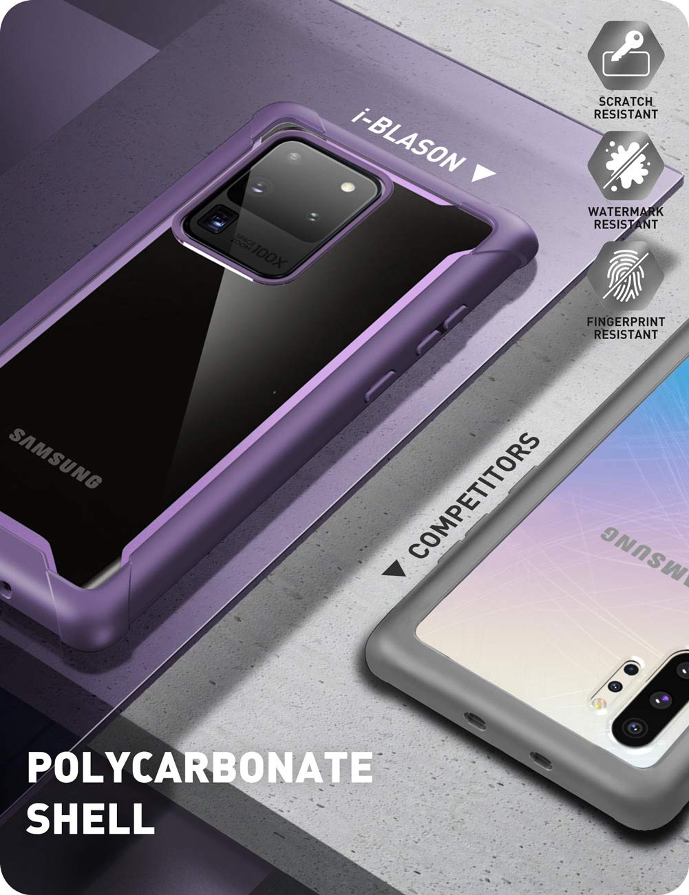 i-Blason Ares Series Clear Case for Samsung Galaxy S20 Ultra(without built-in Screen Protector), Purple Samsung Case i-Blason 