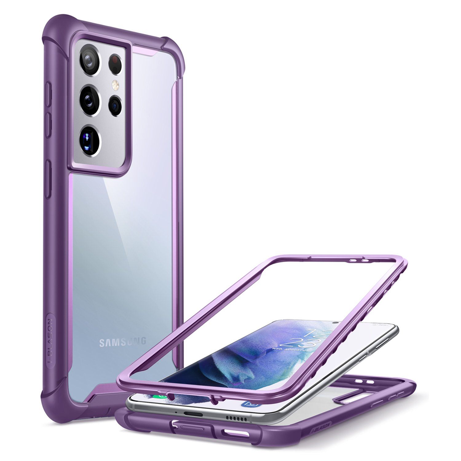 i-Blason Ares Series Clear Case for Samsung Galaxy S21 Ultra(Without Screen Protector), Purple S21 i-Blason 